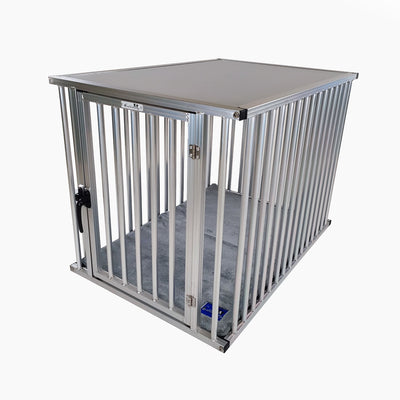 Seitenansicht des Callieway Aluminium Hundekäfigs XXL