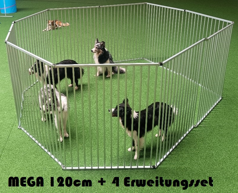 Callieway Hunde Freilaufgehege Maxi 120 cm aufgebaut auf Wiese