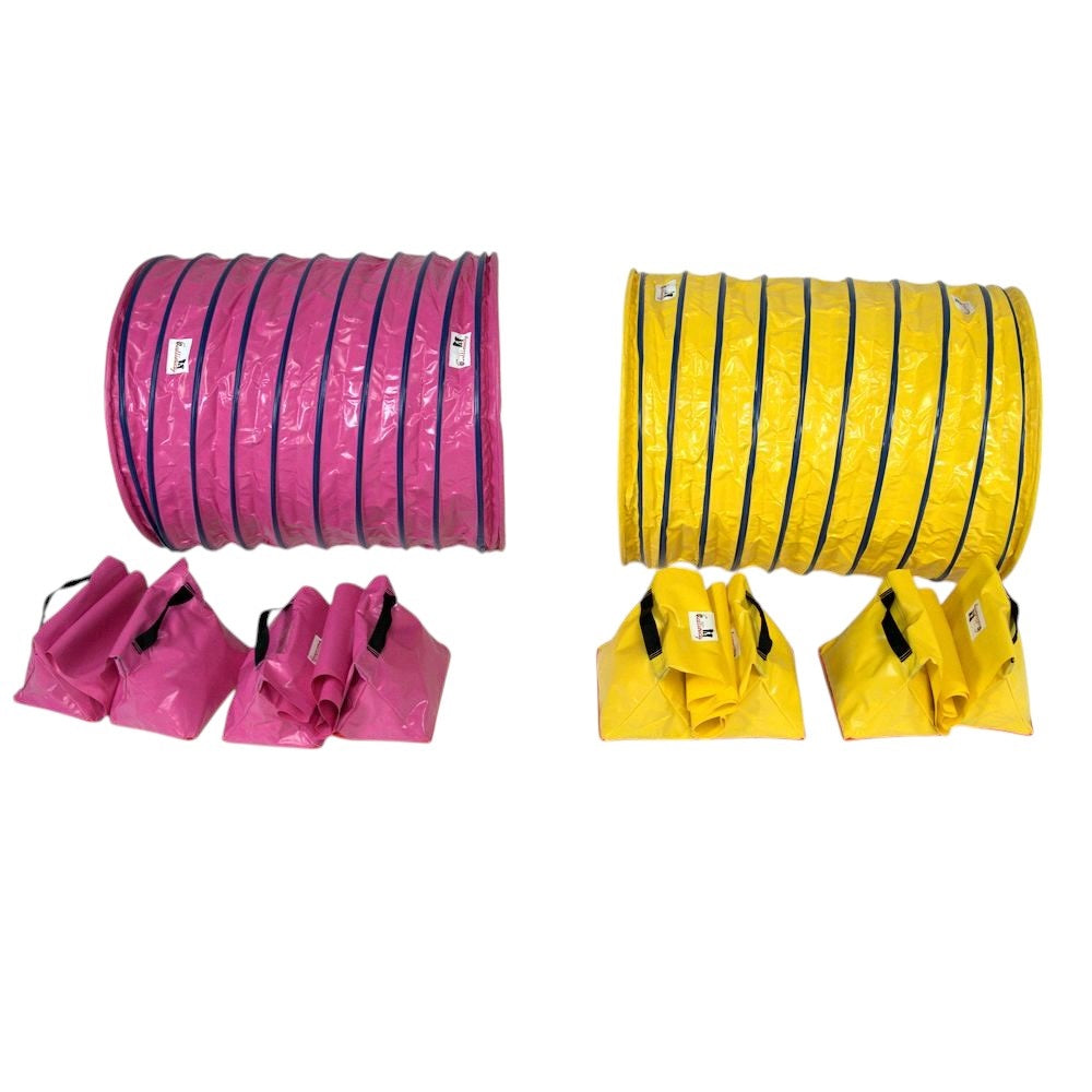 Callieway® yellow and pink agility tunnel fabric and reinforced stitching – 80cm