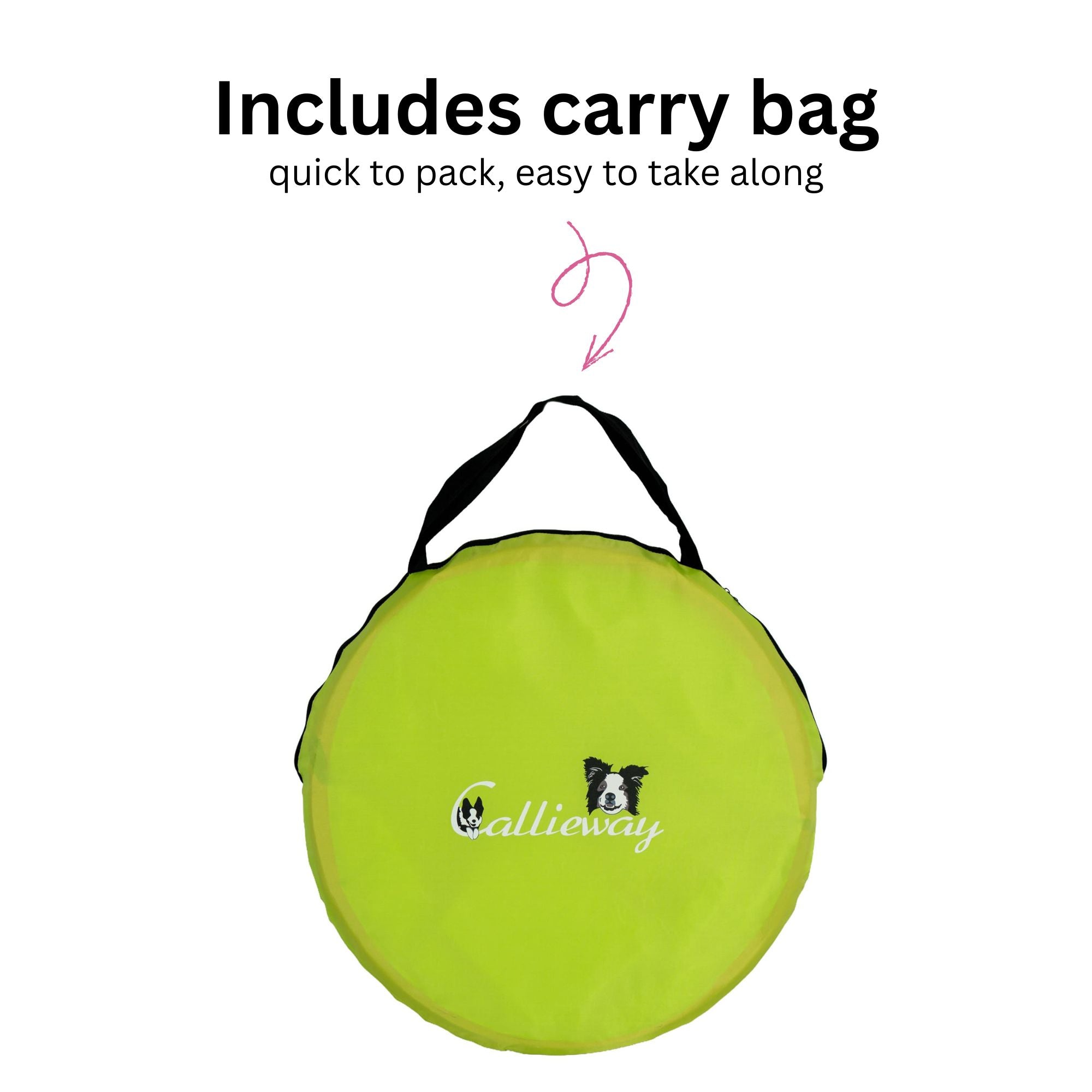 Callieway hoopers tunnel packed into included carry bag, quick to pack and easy to take along