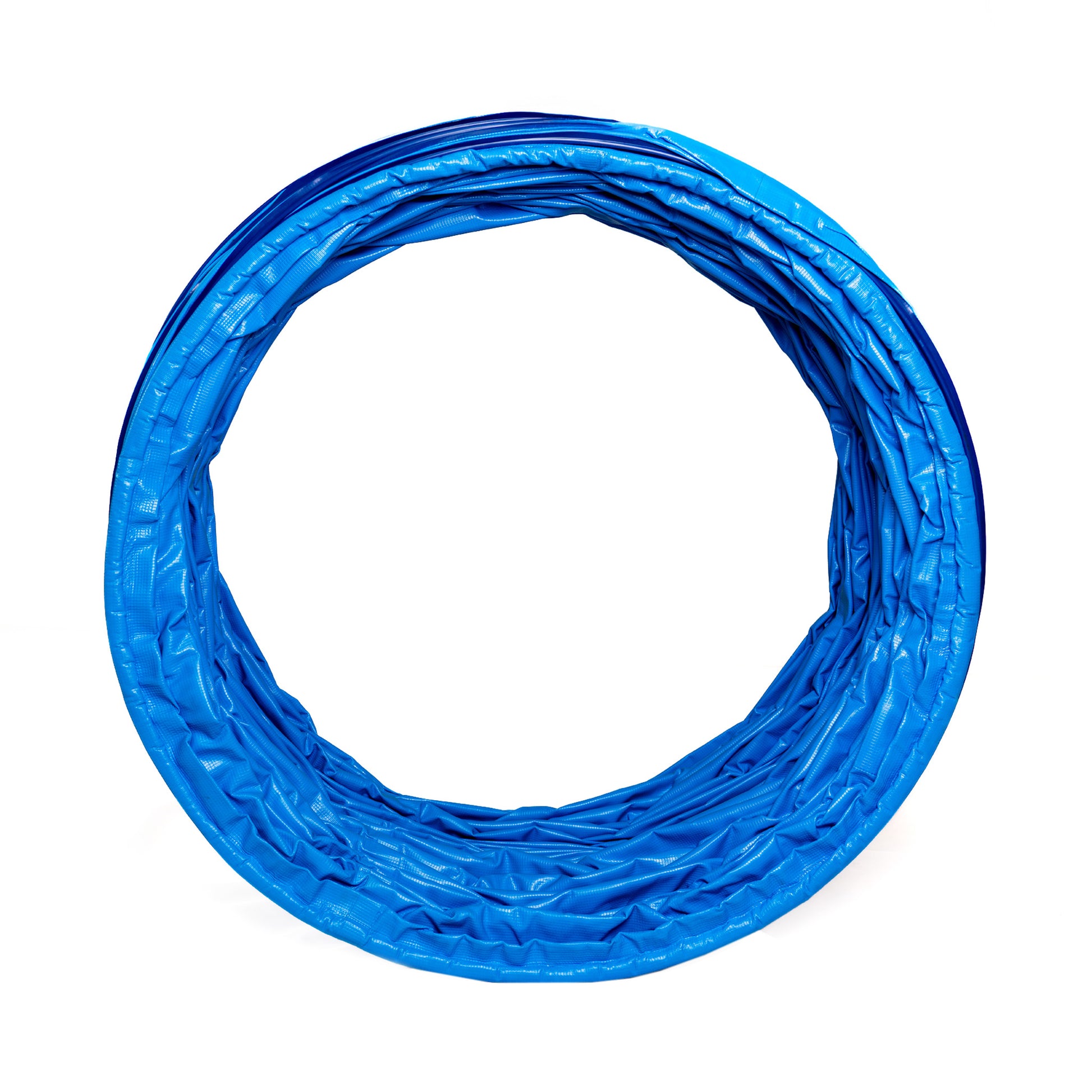 Zusammengerollter Callieway Agility Tunnel Ø80 cm und 3 m Länge in Blau