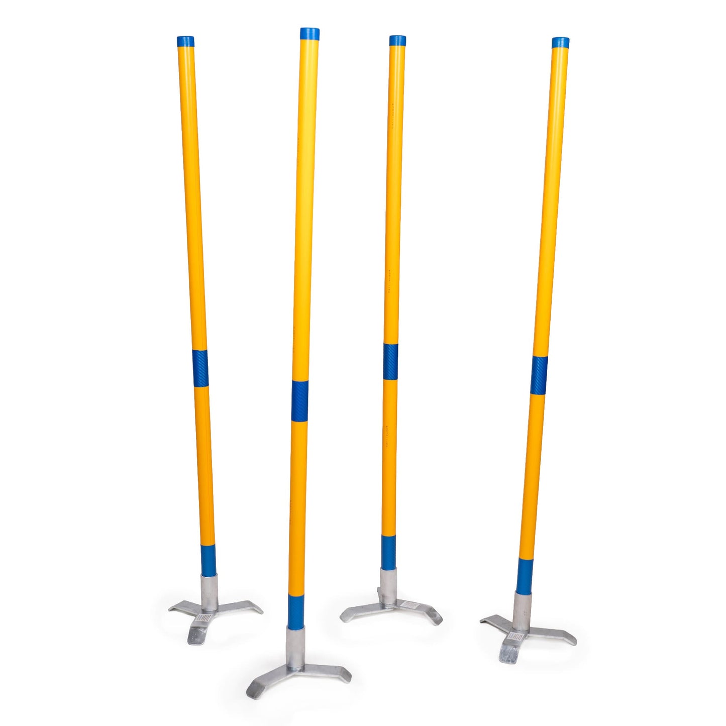 Callieway® agility jump orange poles set of 4 with bases slight overhead angle