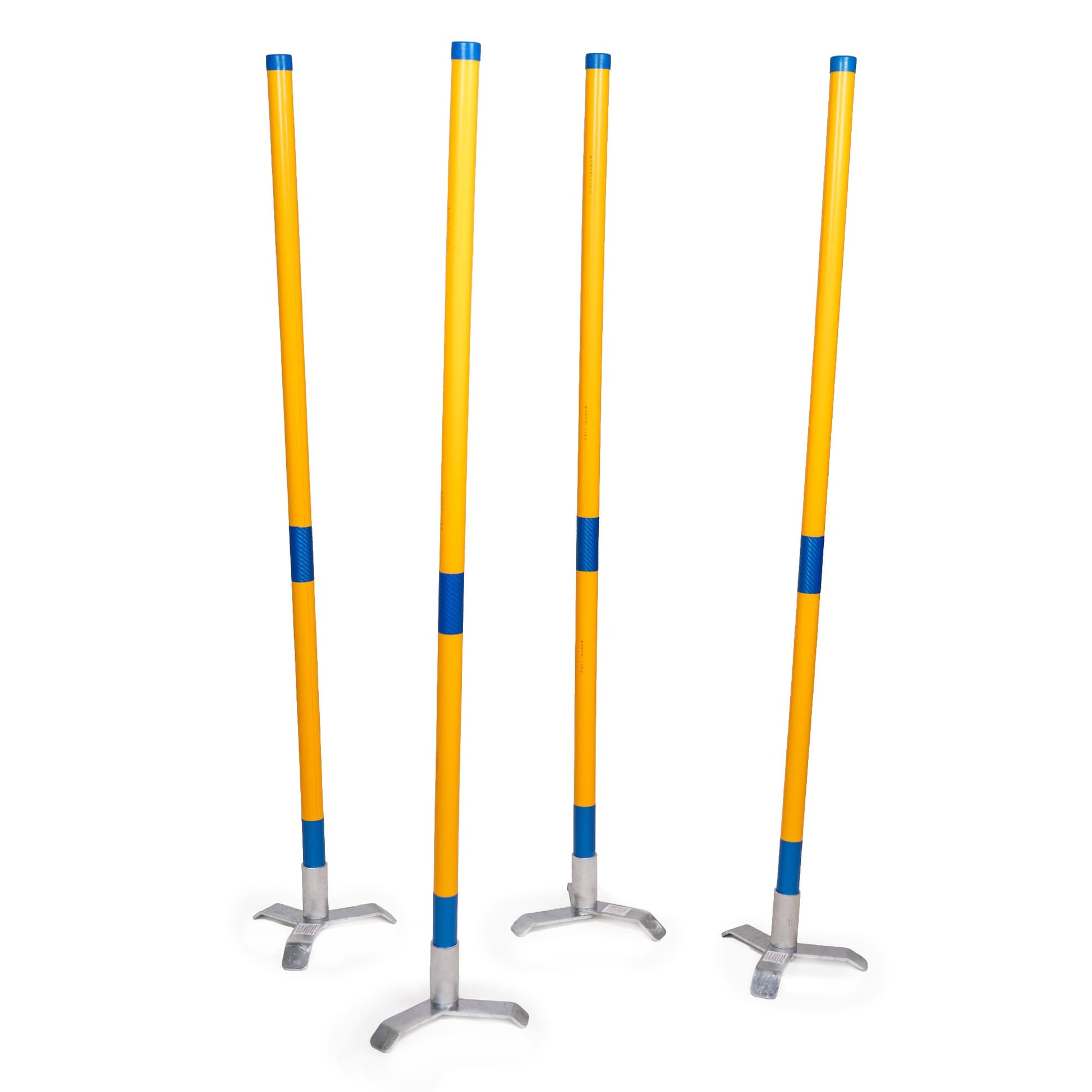 Callieway® agility jump orange poles set of 4 with bases slight overhead angle