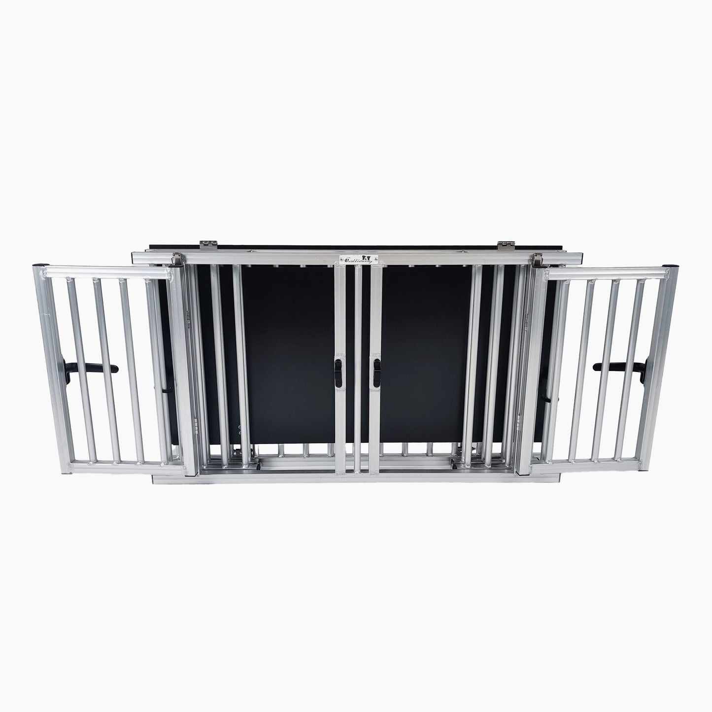 Vorderansicht Callieway Twin Hundebox Aluminium
