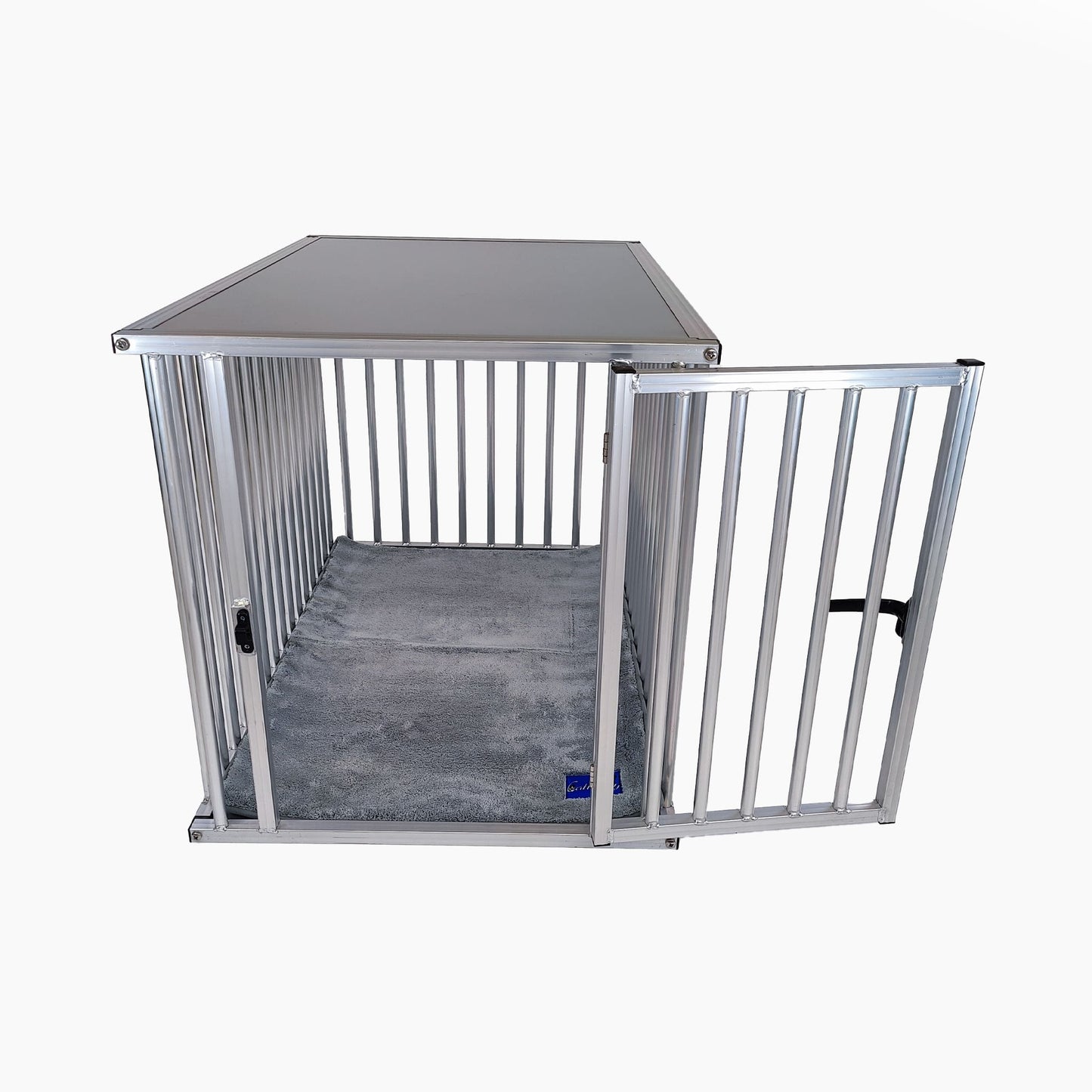 Frontansicht des Callieway Aluminium Hundekäfigs XXL