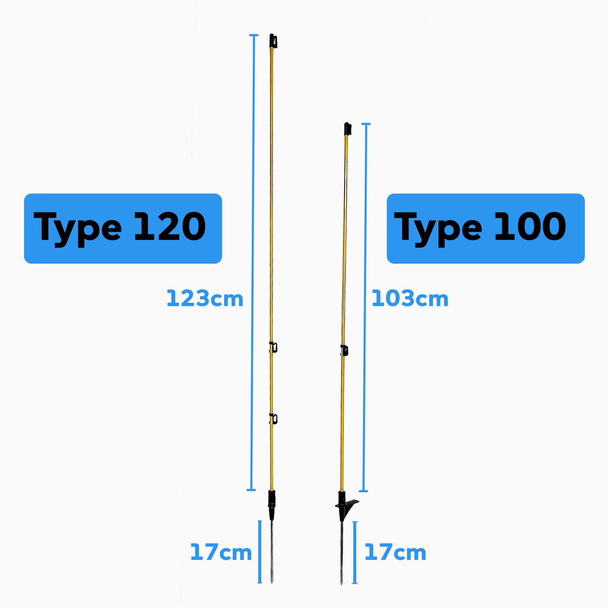 Maße der Callieway Zaunpfosten für Camping Hundezaun