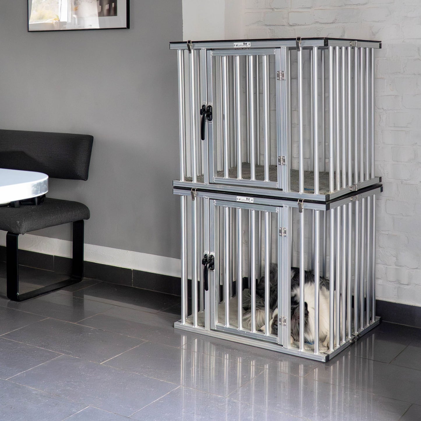 Callieway® Faltbare ALU Dogbox Reisebox | Hundekäfig Aluminium klappbar