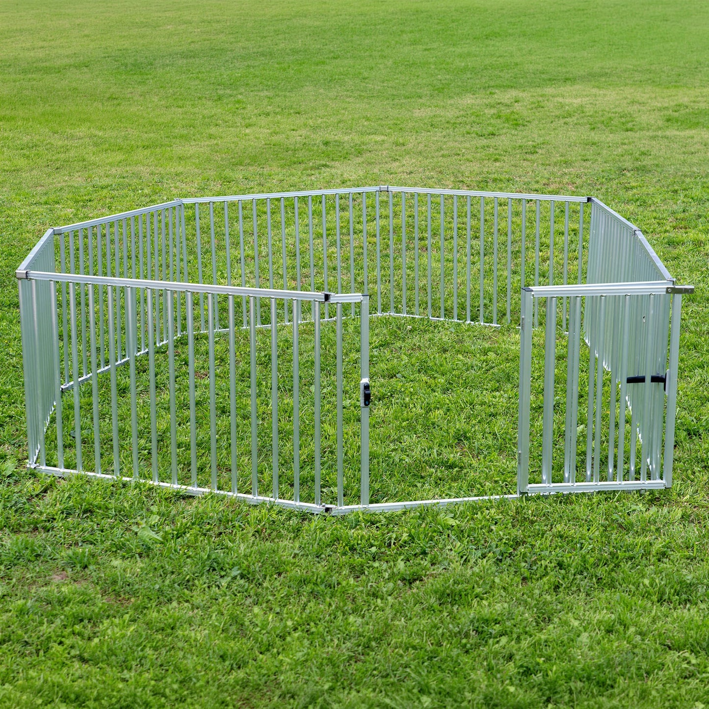 Callieway 65 cm dog playpen with the access door open for easy entry and exit.
