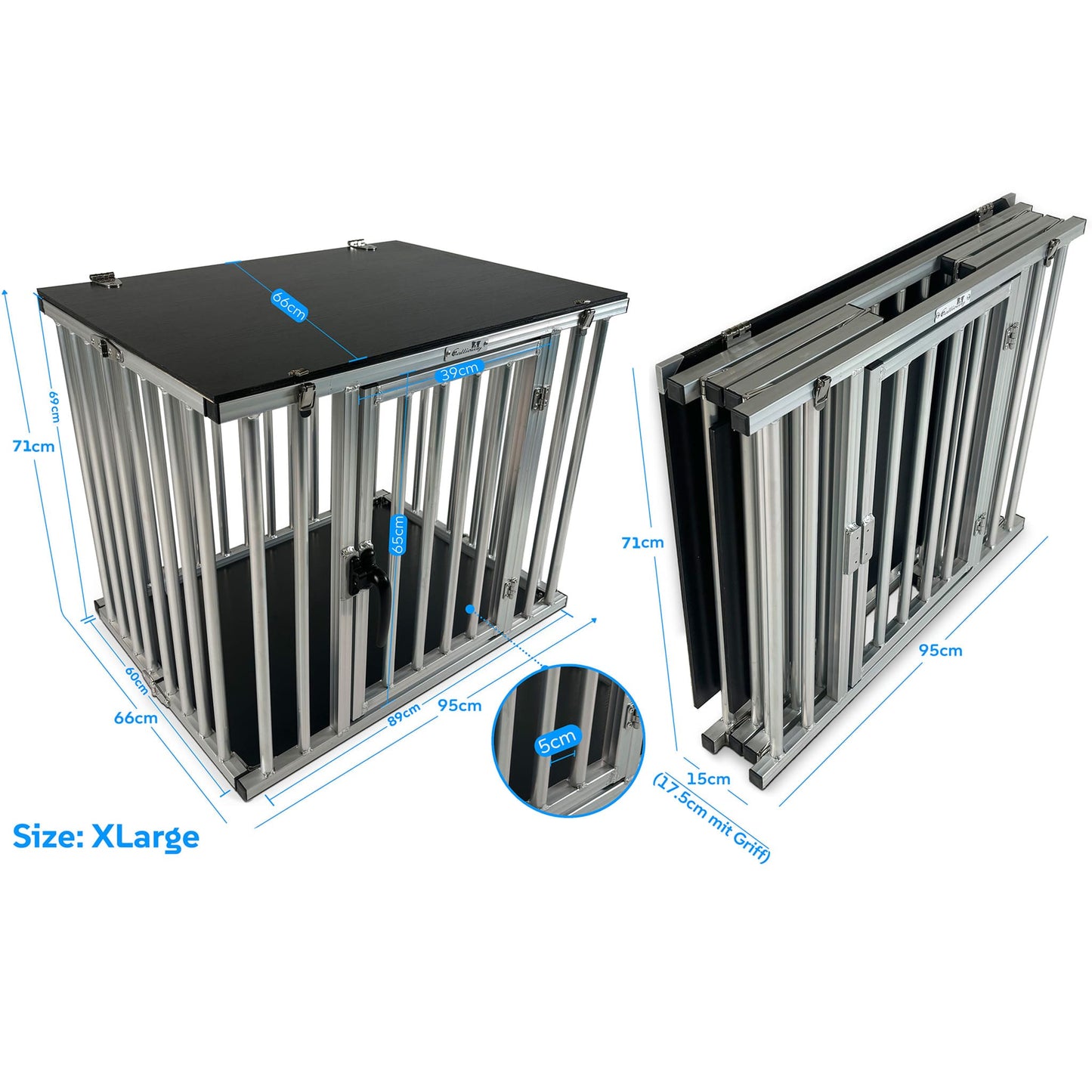 Callieway_Faltbare_Hundebox_Masse_Übersicht XL