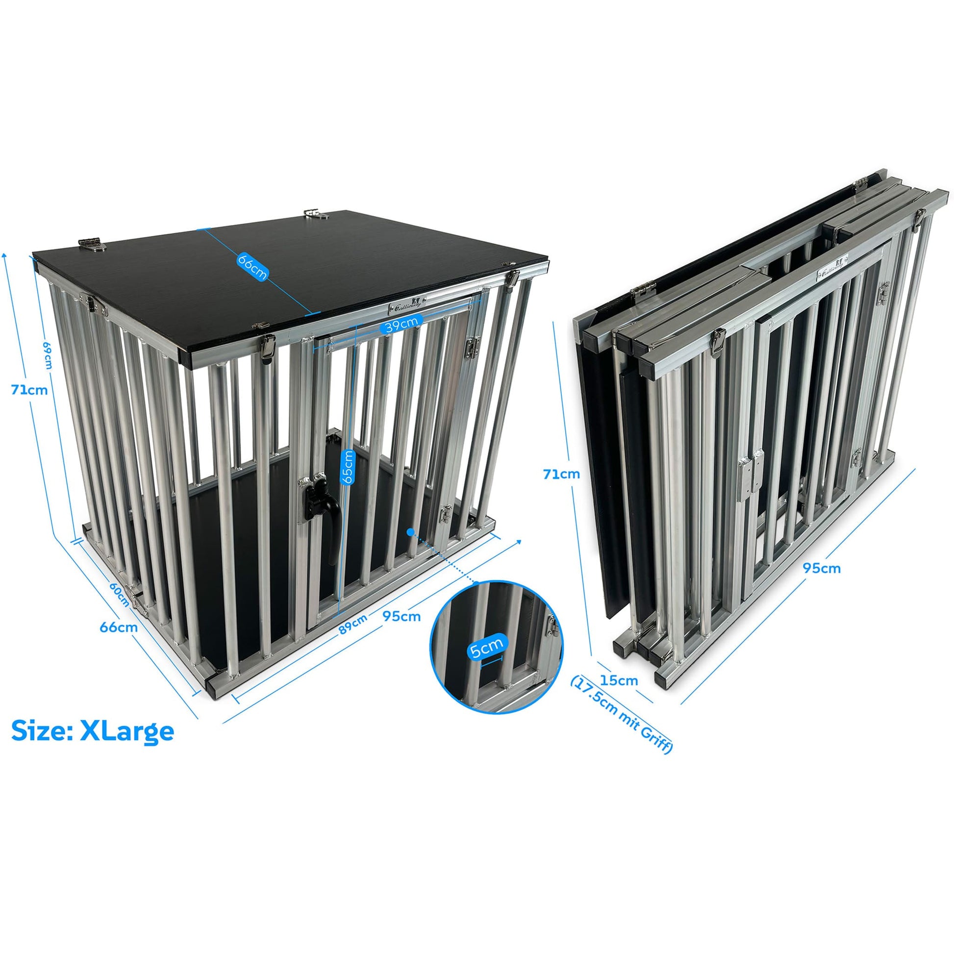 Callieway_Faltbare_Hundebox_Masse_Übersicht XL