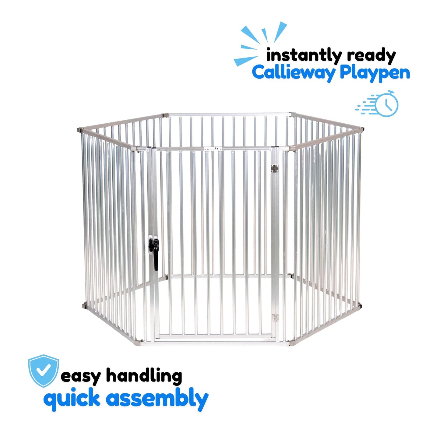 Callieway® 6-teiliger ALU Zaun 75x100cm "Honeycomp" inkl. Tür | Freilaufgehege für Hunde & Welpen