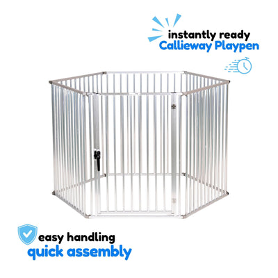 Callieway® 6-teiliger ALU Zaun 75x100cm "Honeycomp" inkl. Tür | Freilaufgehege für Hunde & Welpen