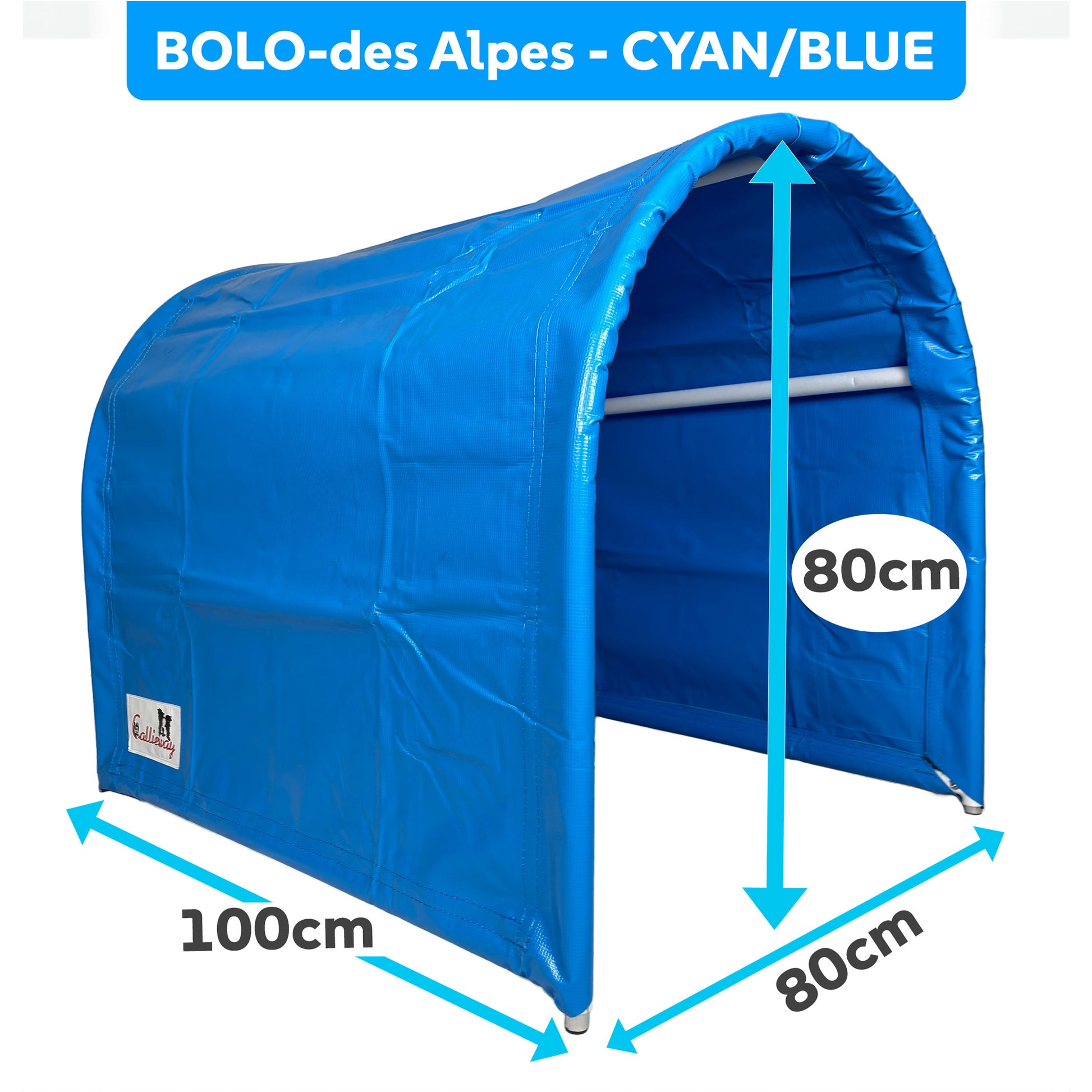 Maßgrafik des Callieway BOLO des Alpes Hoopers Tunnels blau