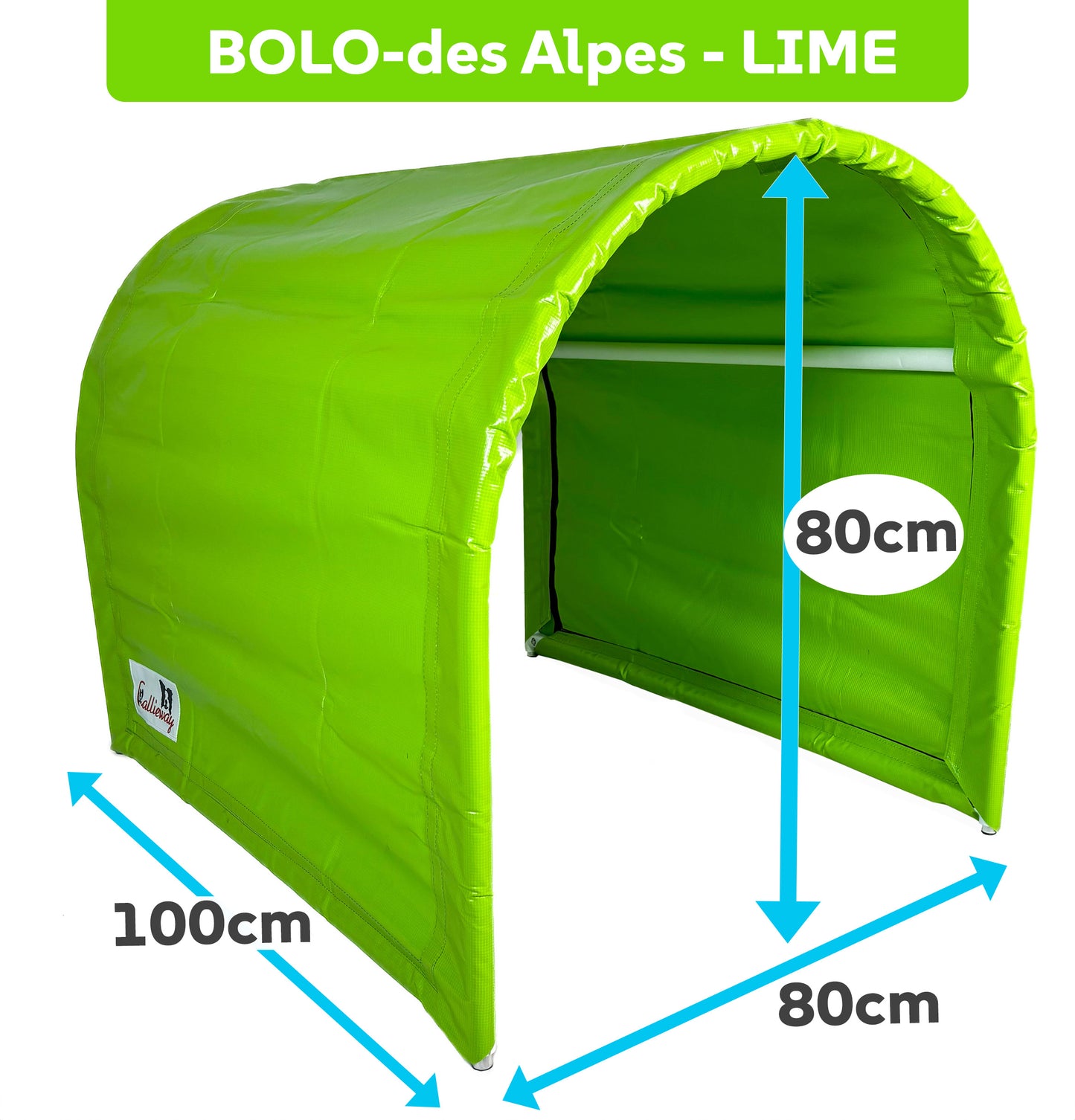 Callieway BOLO Bottomless Hoopers Tunnel 1 m Ø80 in limegrüner Farbe für Hoopers Training