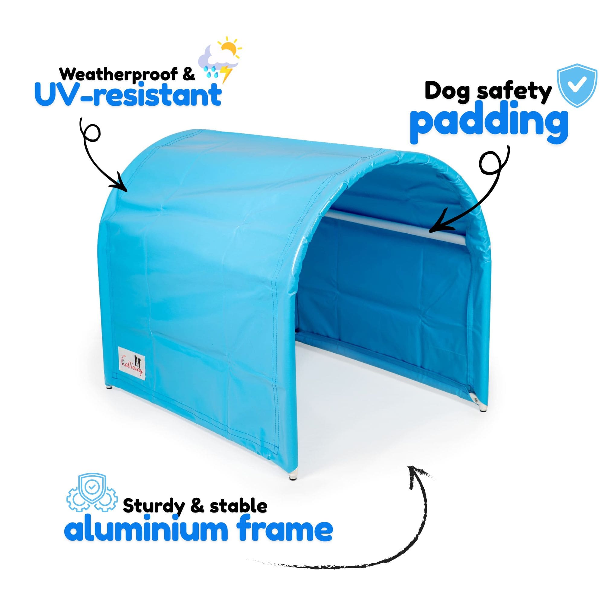 Callieway Hoopers Tunnel bottomless 80cm safety features with cyan tunnel, padding and uv resistance