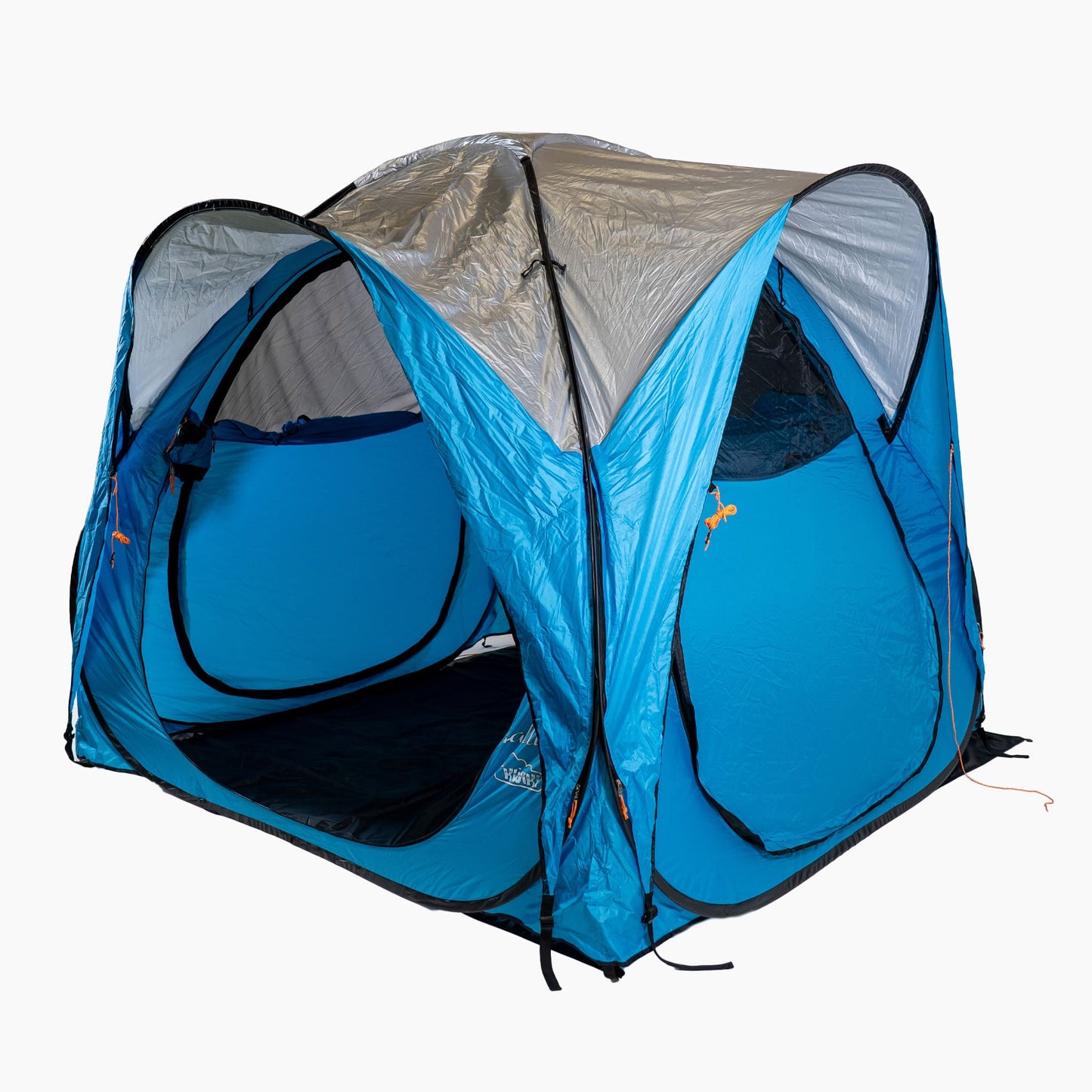 Callieway Kwiki Wurfzelt blau Vorder- und Seitenansicht