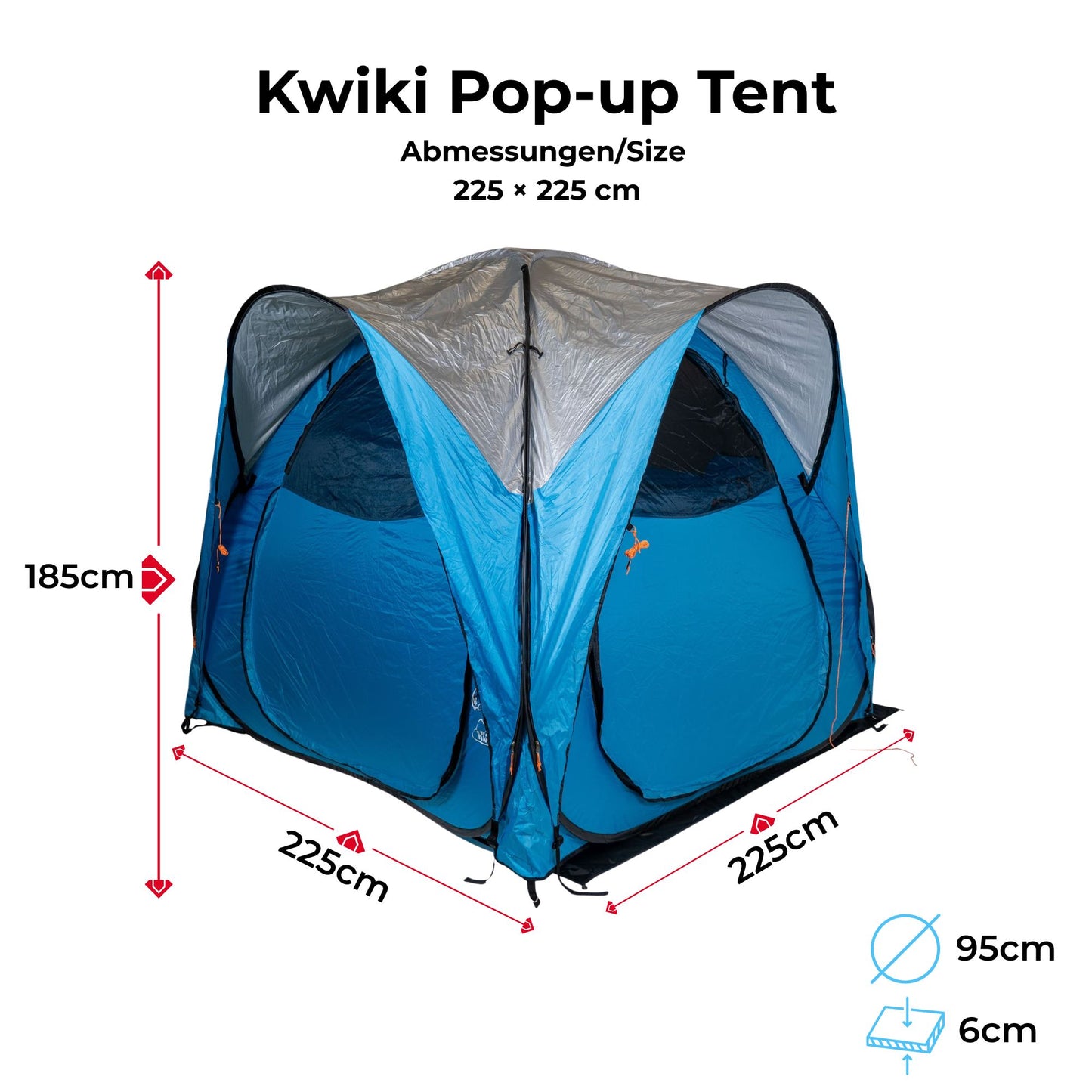 Callieway® Kwiki Pop-up Zelt 225×225 cm