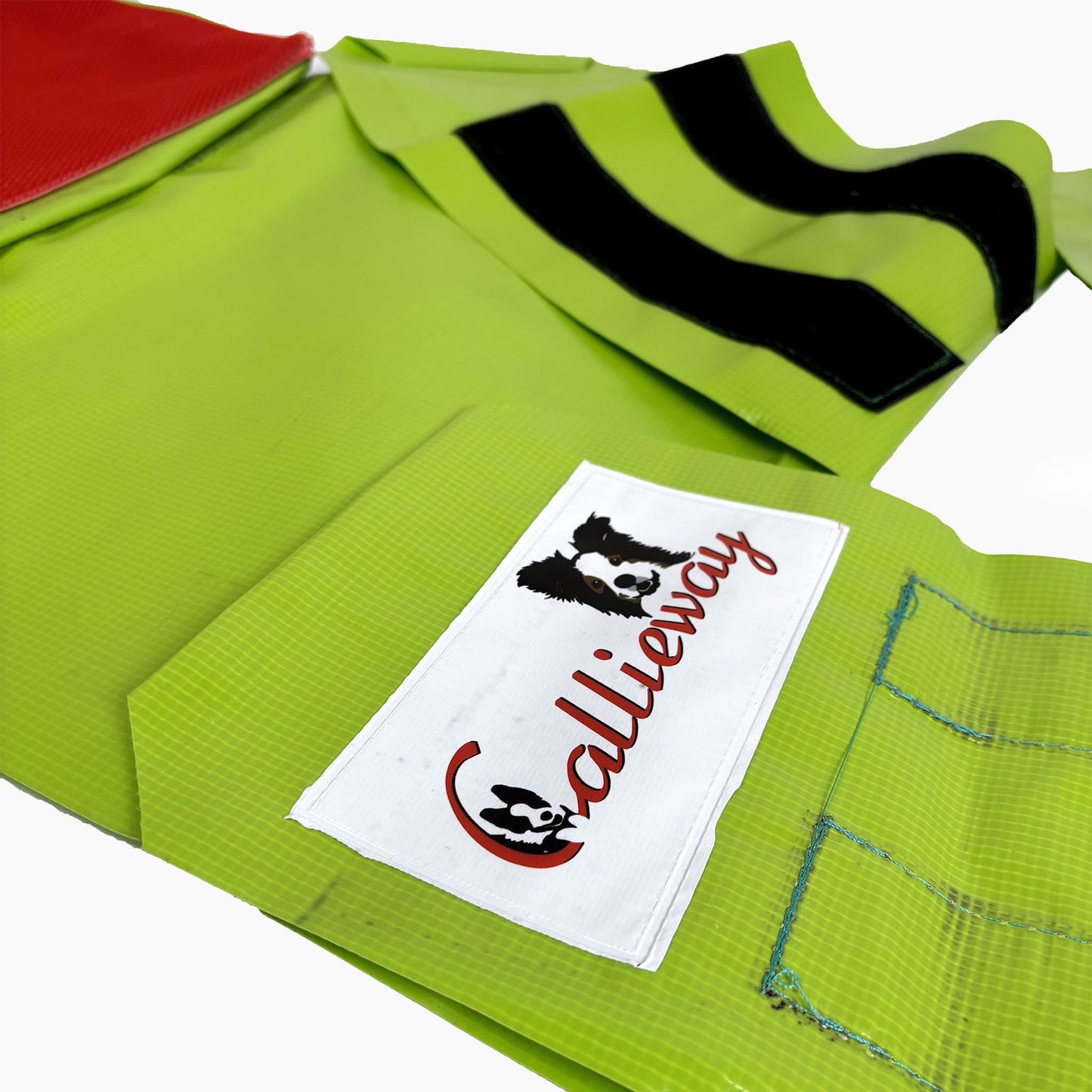 Detail des Callieway Logos auf dem Stützsandsack Lime