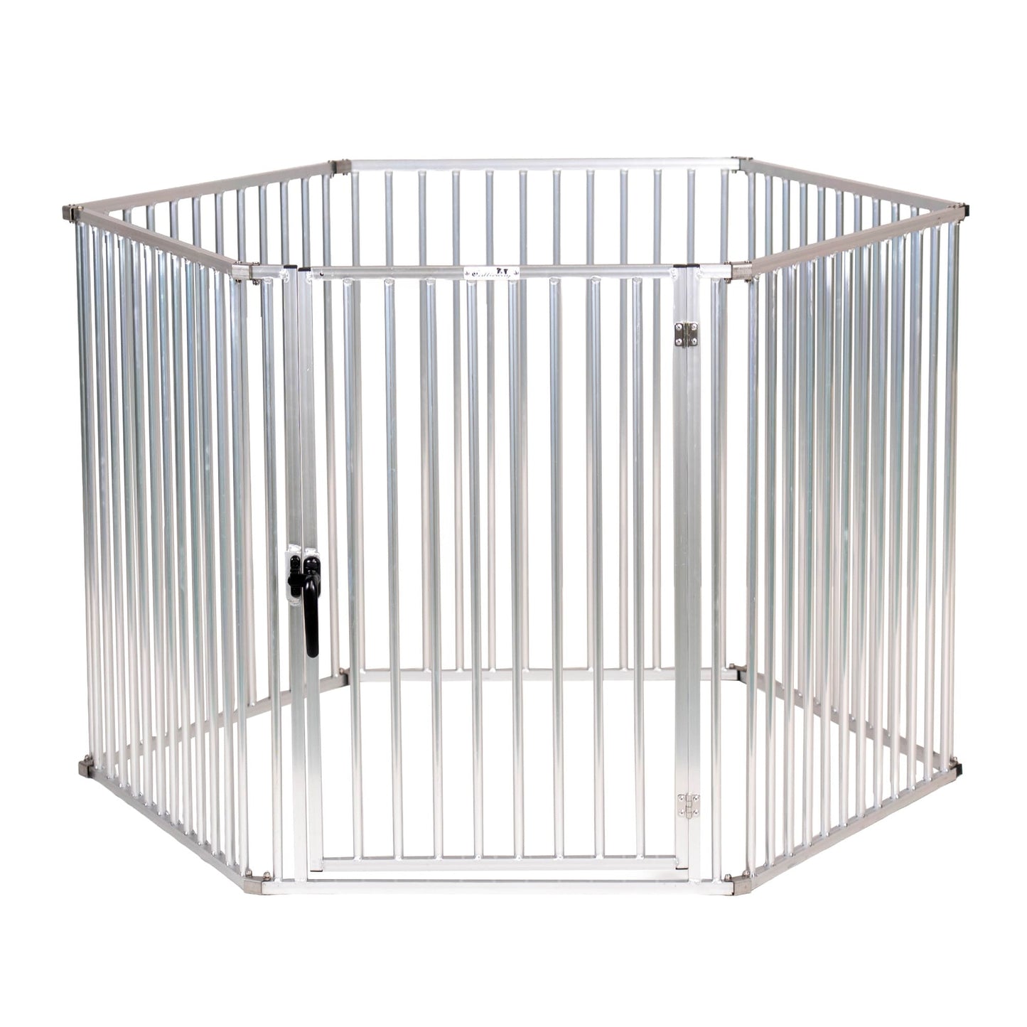 Callieway Aluminium Freilaufgehege 100cm hoch, Frontansicht einzelnes Panel mit vertikalen Stäben und Klemmmechanismus