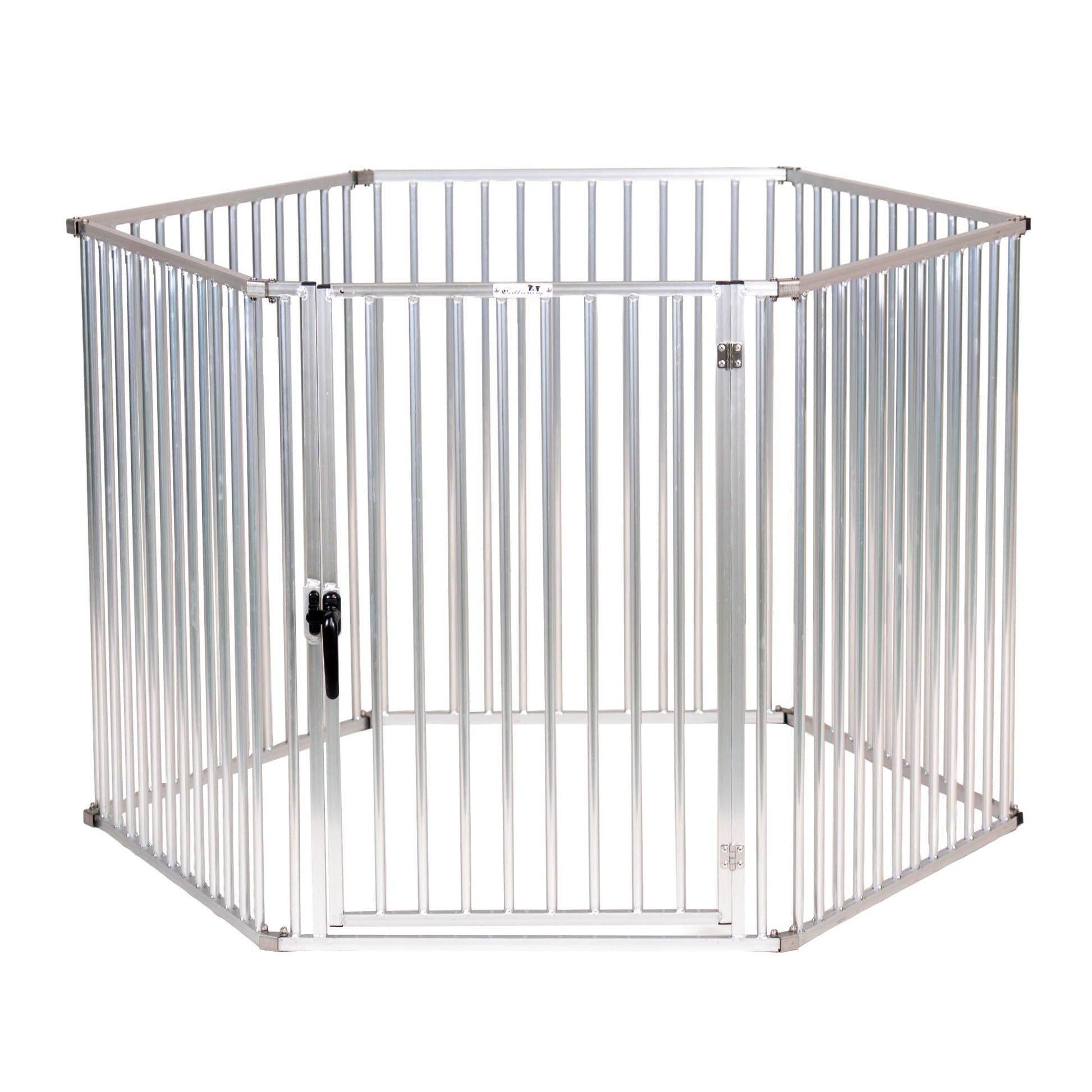 Callieway Aluminium Freilaufgehege 100cm hoch, Frontansicht einzelnes Panel mit vertikalen Stäben und Klemmmechanismus