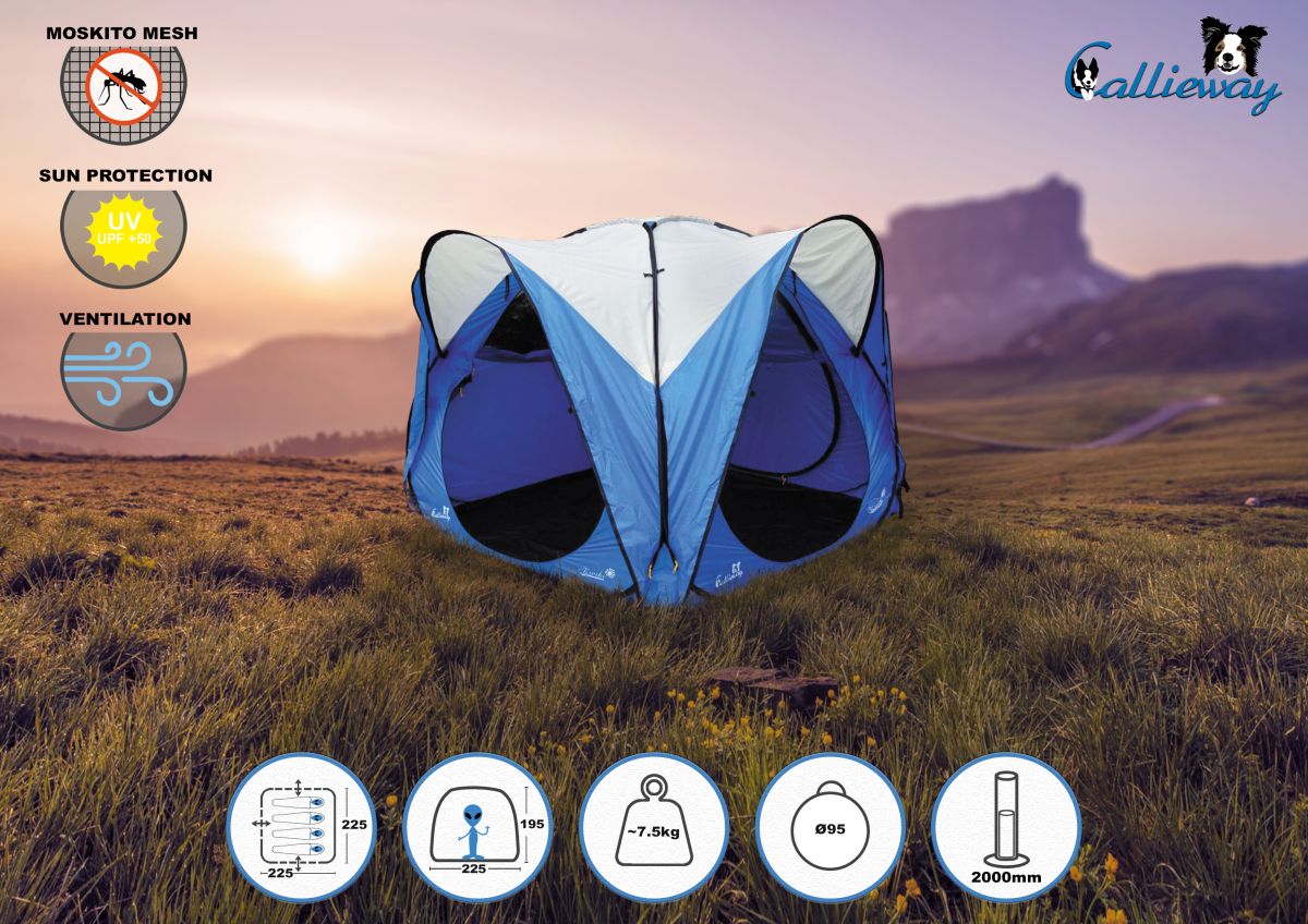 Callieway Pop-Up Eventzelt mit Moskitonetz, UV-Schutz und Belüftung für Outdoor Veranstaltungen auf Wiese