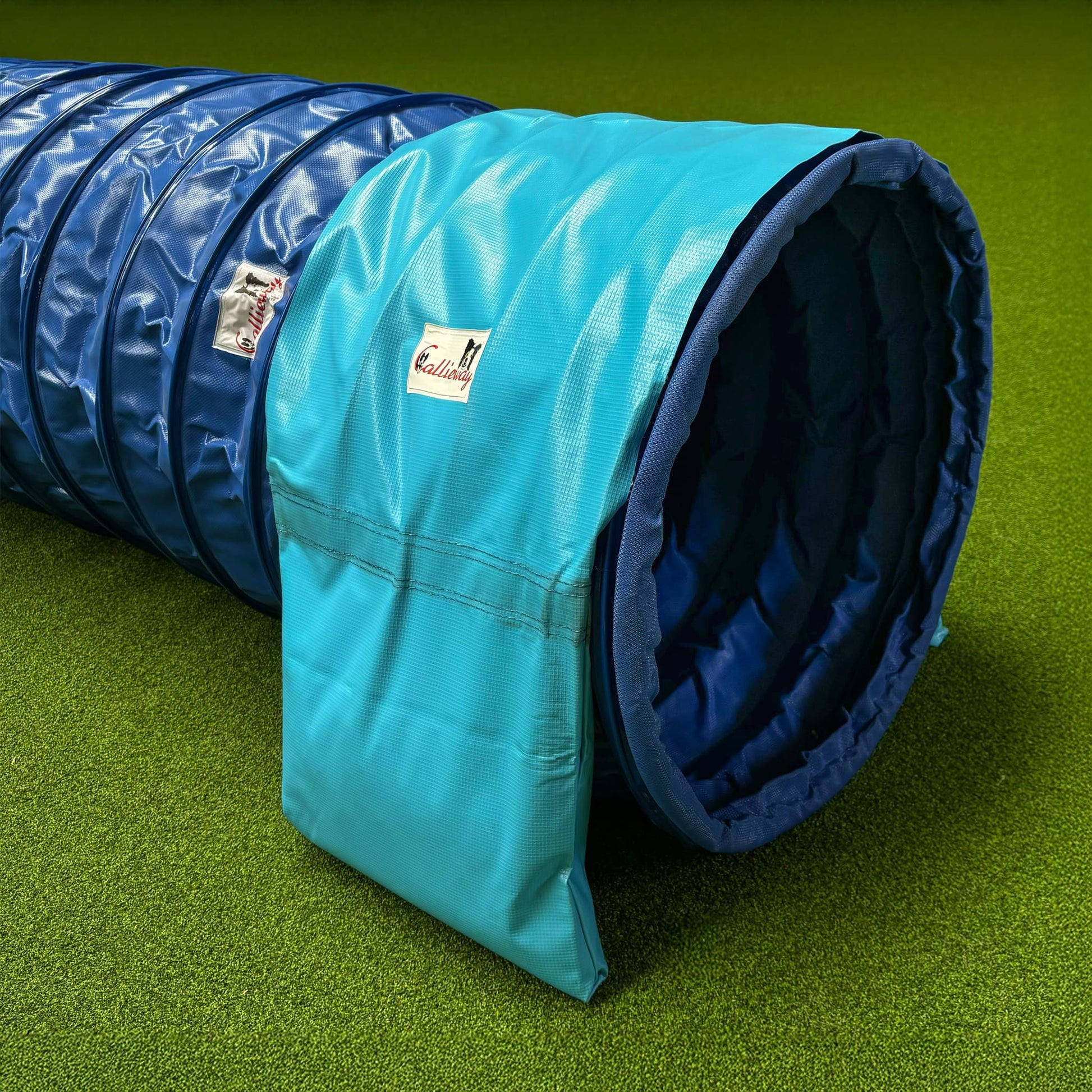 Callieway Premium Tunnelsack Cyan stabilisiert einen Agility Tunnel