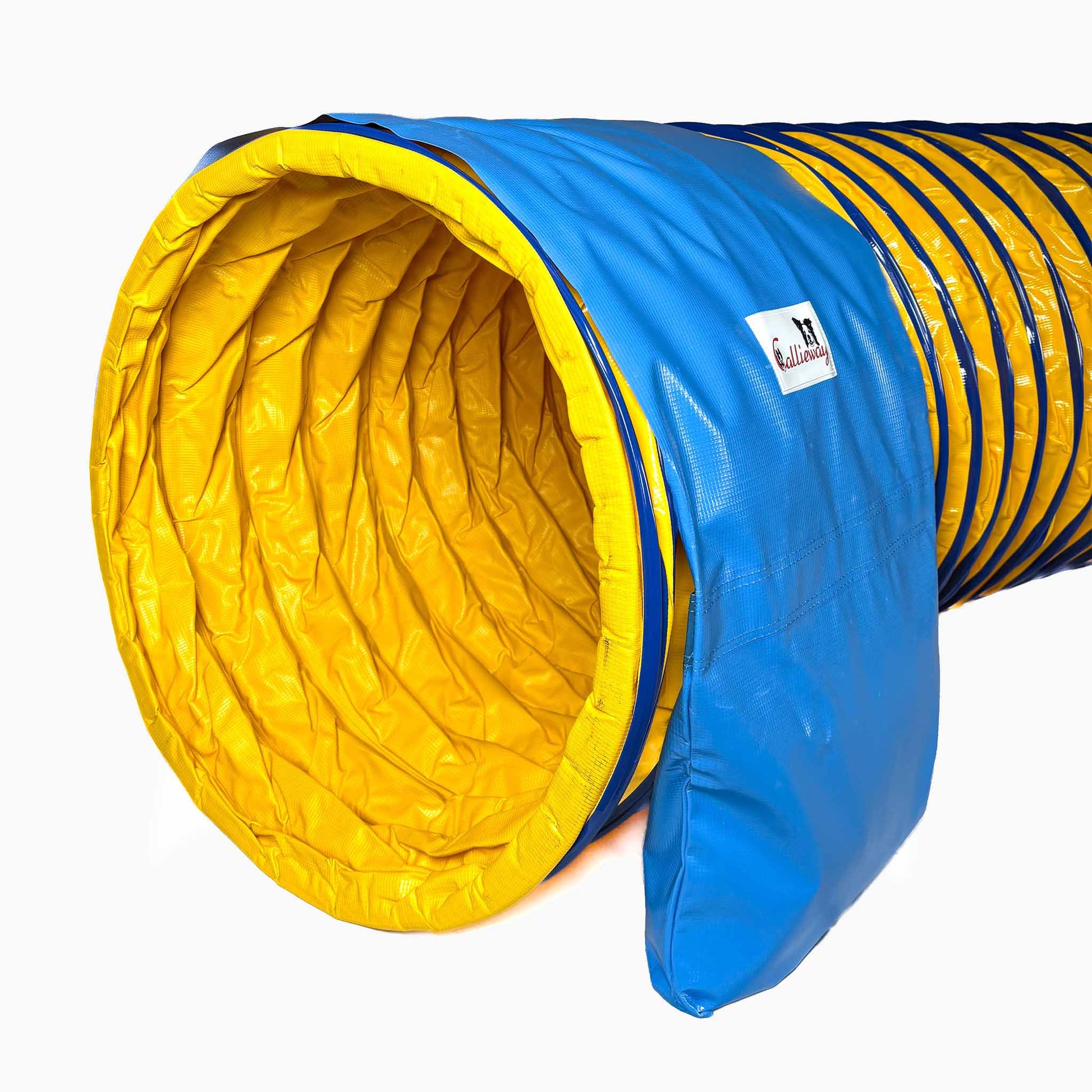 Eingang des Callieway SmartGrip Profi Agility Tunnels Gelb für Hundesport