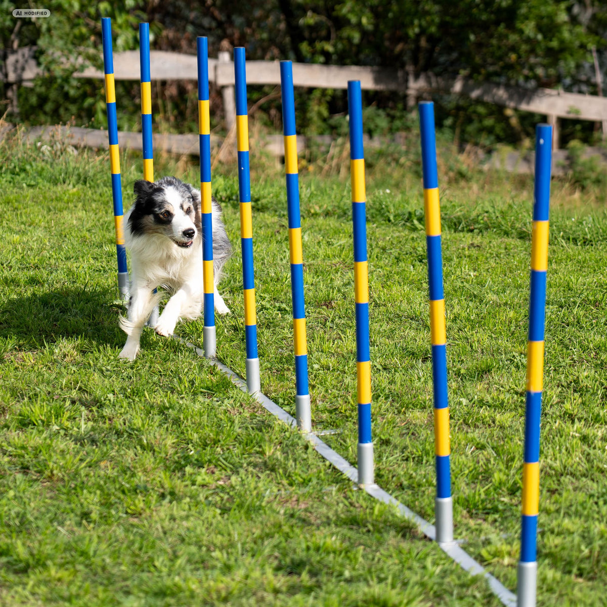 Border Collie weaving through Callieway Trichterslalom funnel poles