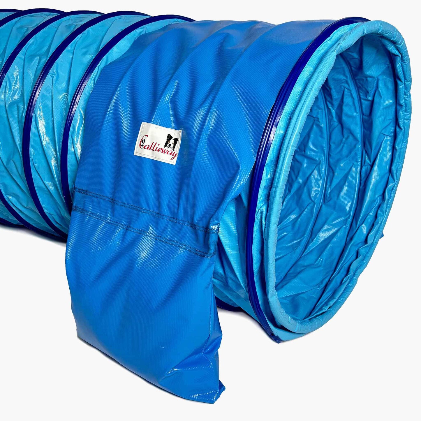Callieway Premium Stützsandsack Blau fixiert einen Agility Tunnel