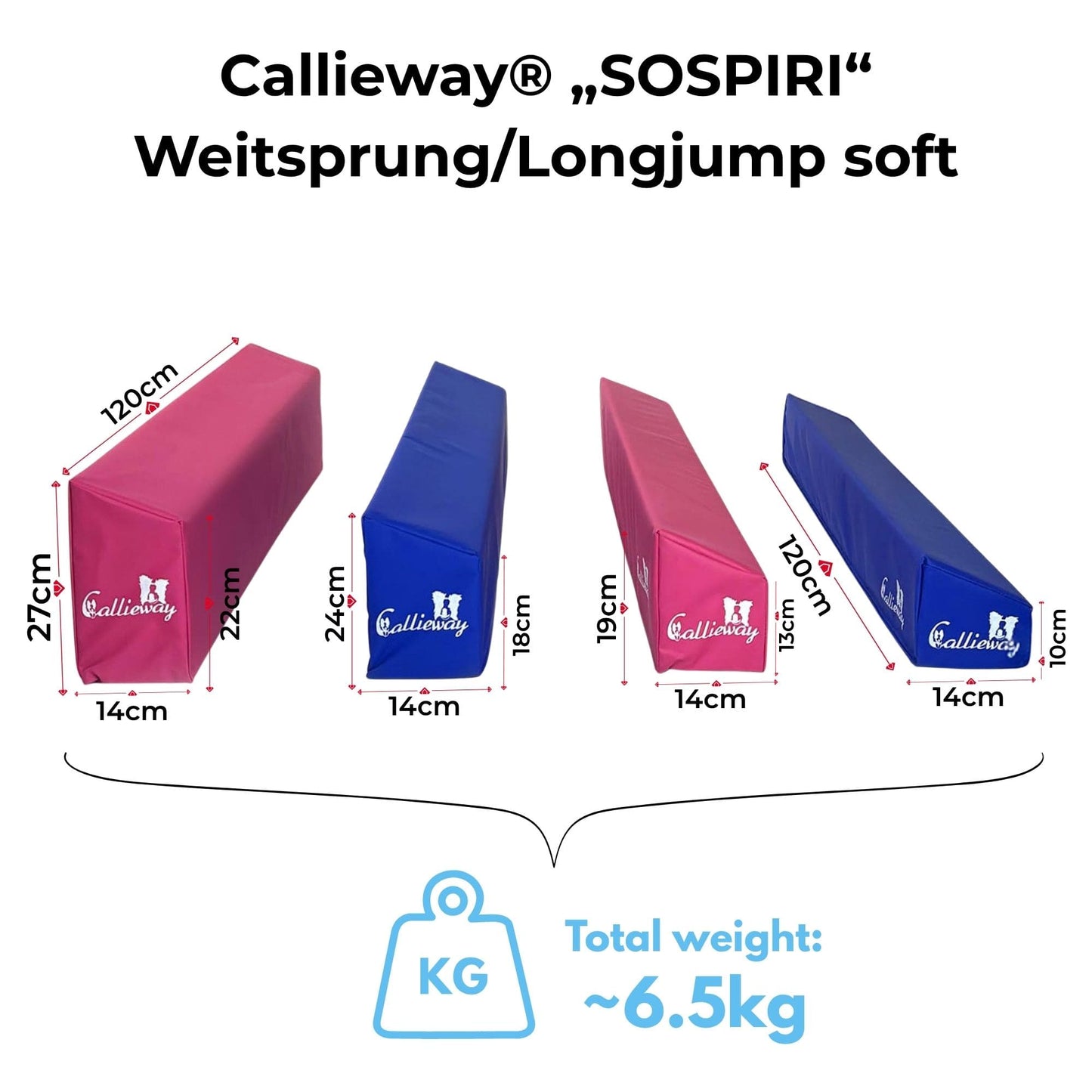 Agility SOFT-Weitsprung „SOSPIRI“ | FCI-konform, (optional inkl. 4x Eckpfosten + Stangen) & Tasche