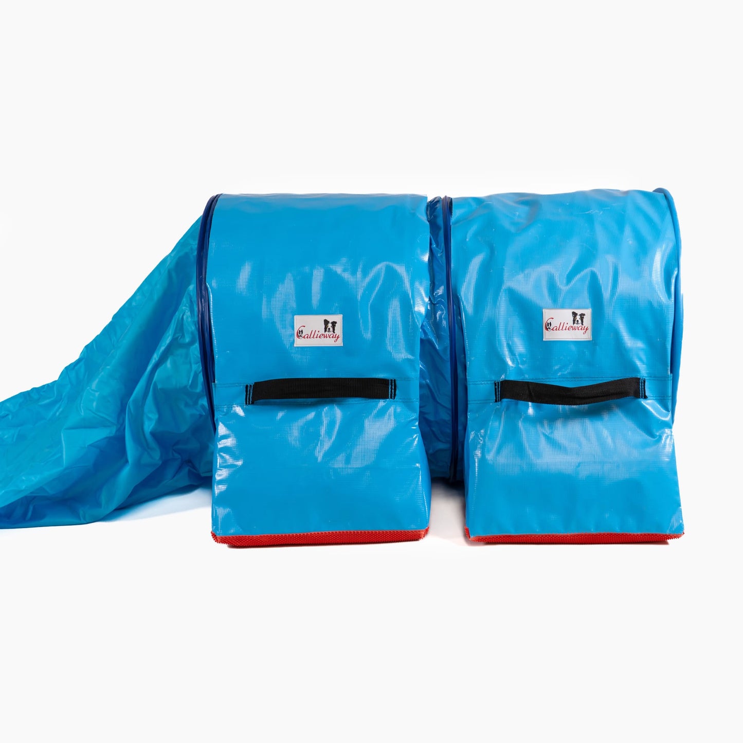 Callieway Welpen Agility Tunnel Trainingsset blau aufgebaut