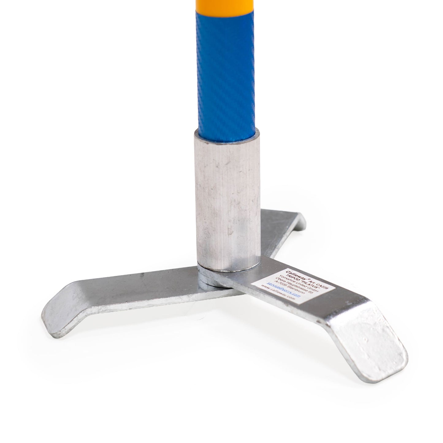 Callieway® Agility Weitsprung 4 blaue Stangen stehend weißer Hintergrund Frontansicht