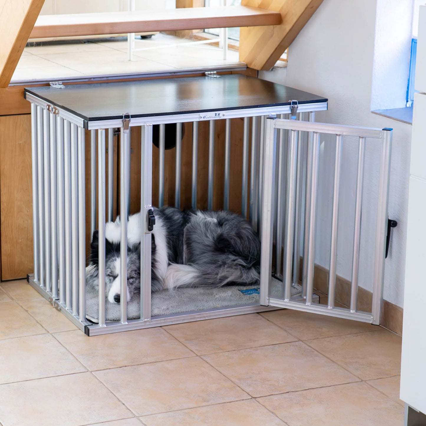Faltbarer Alu Hundekäfig für den Innenbereich – platzsparende und stabile Hundebox aus Aluminium, ideal für Zuhause oder unterwegs