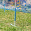 Side view of the pink Callieway ALU Hoopers Hoop obstacle for dog sports.