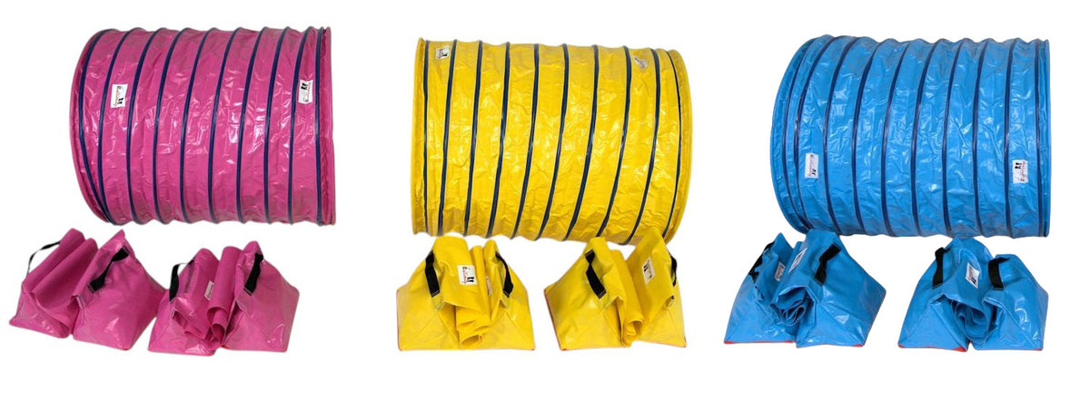 Callieway Hoopers Agility Tunnelset – 2 Tunnels, 1 M Lang, 60/80 Cm Doorsnee, Met Zandzakken En Draagtas, Blauw/geel